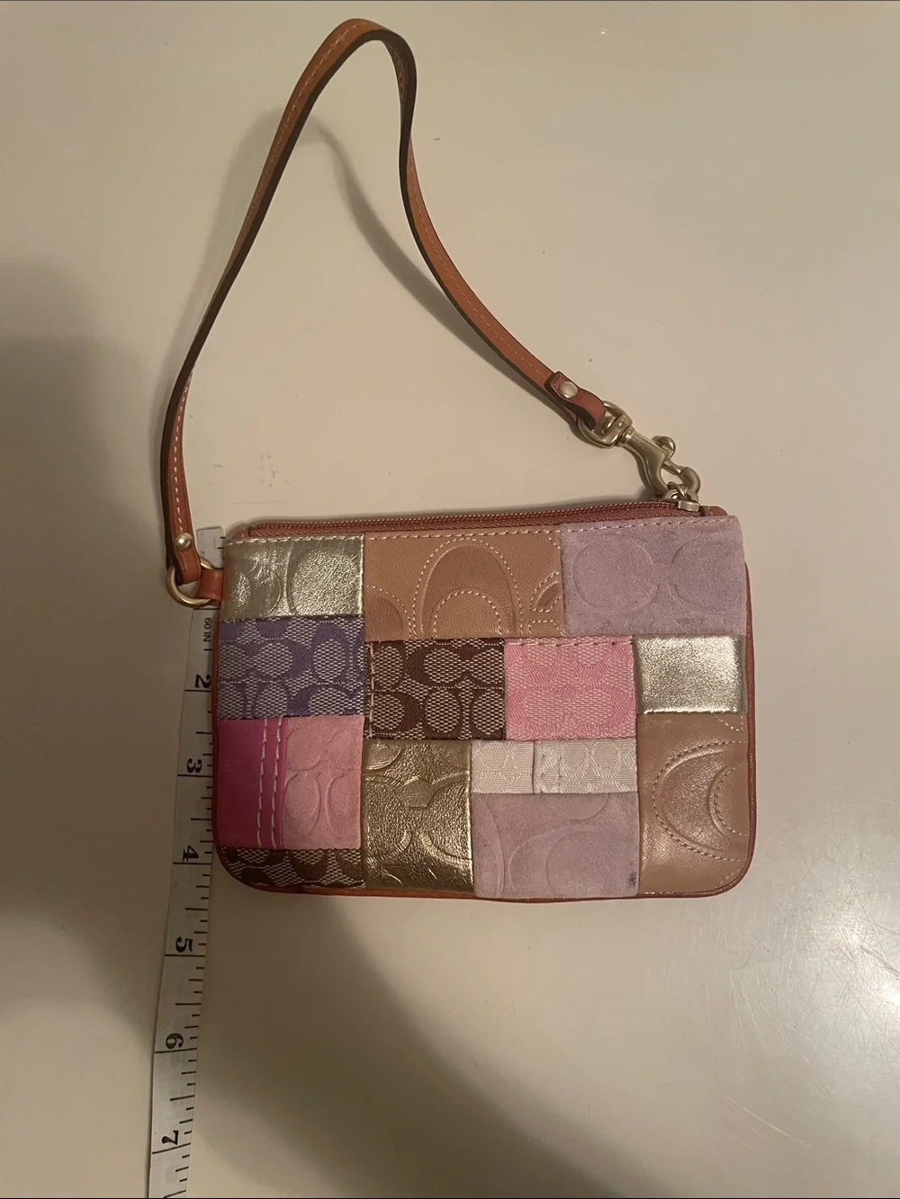 Vintage Coach Patchwork Wristlet in Pink, Purple & Metallics